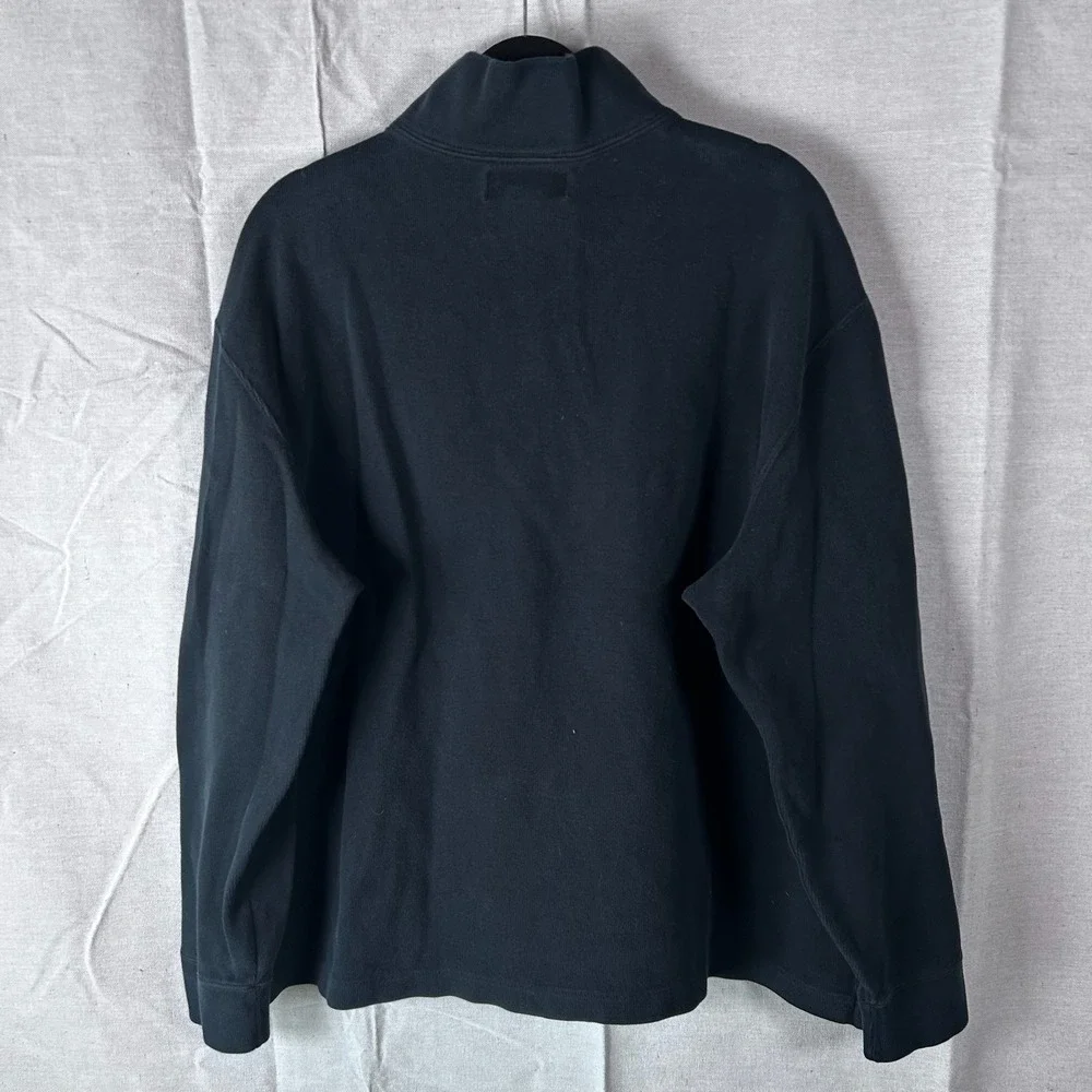 Polo Ralph Lauren Mens XL Black 1/4 Zip Pullover Cotton Sweater Purple Pony Logo